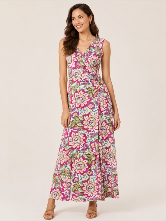 Soft Surroundings Dresses & Skirts - Soft Surroundings Floral Paisley Ruched Maxi Dress Size Medium